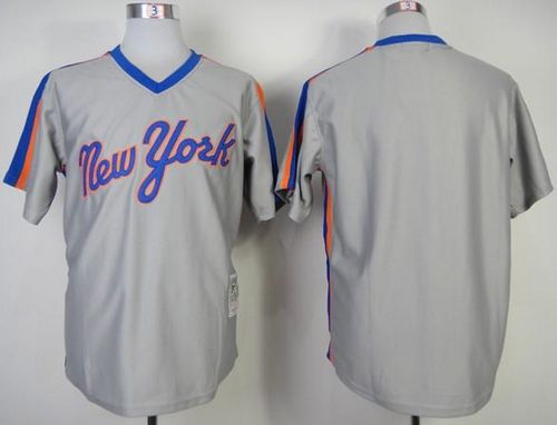 Mitchell And Ness Mets Blank Grey Throwback Stitched MLB Jersey - Click Image to Close